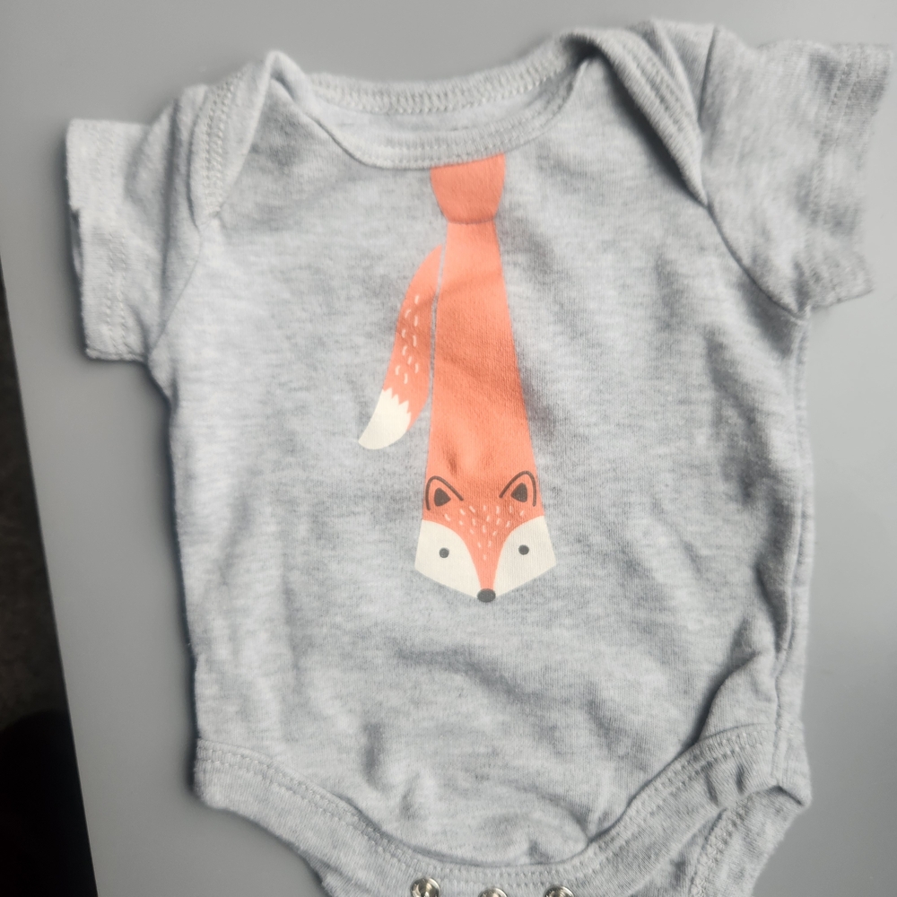 Gray Baby Onesie with Fox Design